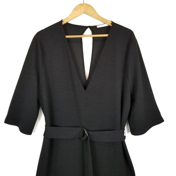Zara Women's V-Neck 1/2 Sleeve Jumpsuit D-Ring Belt Black Size XL - Picture 5 of 7